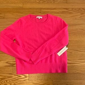 NWT White & Warren hot pink cashmere sweater size large